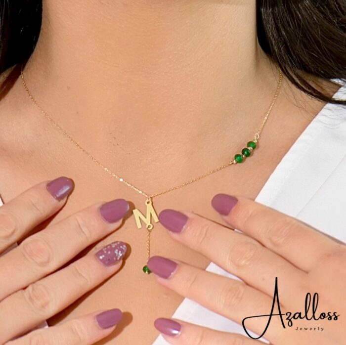 Collier green stone en Or 18K